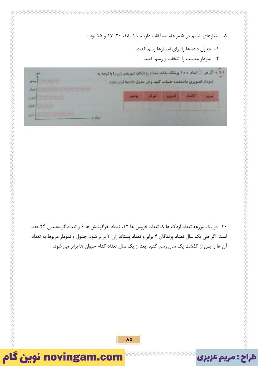 نمونه سوال فصل 7 ریاضی پنجم قسمت 4
