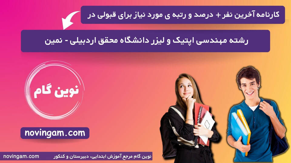 کارنامه آخرین قبولی مهندسی اپتیک و لیزر محقق اردبیلی - نمین