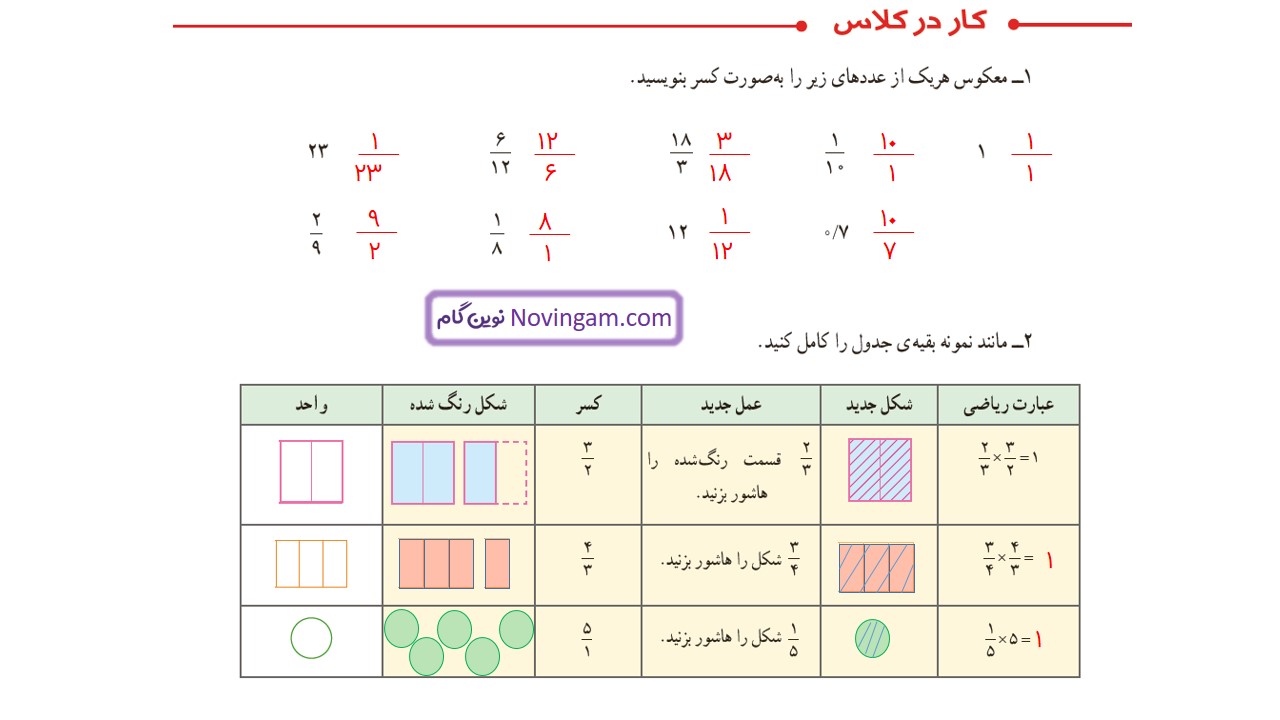 جواب صفحه ۲۹ ریاضی ششم قسمت اول