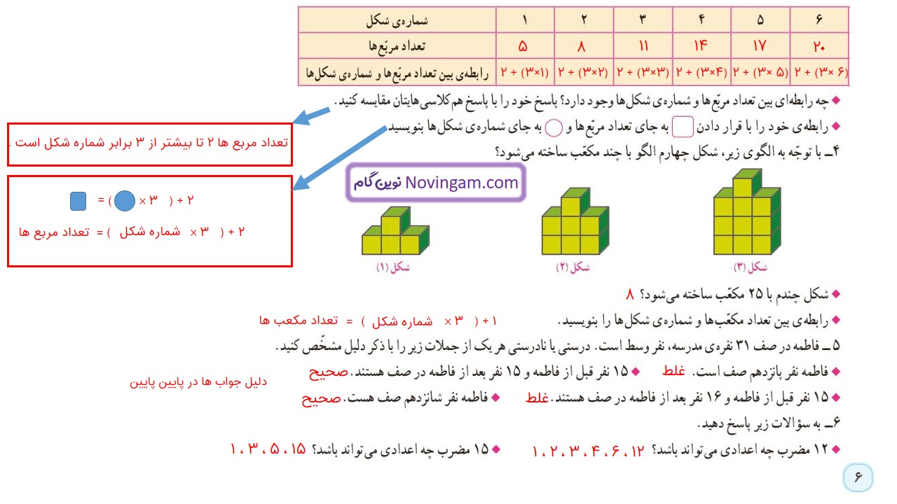 جواب صفحه ۶ ریاضی ششم قسمت سوم