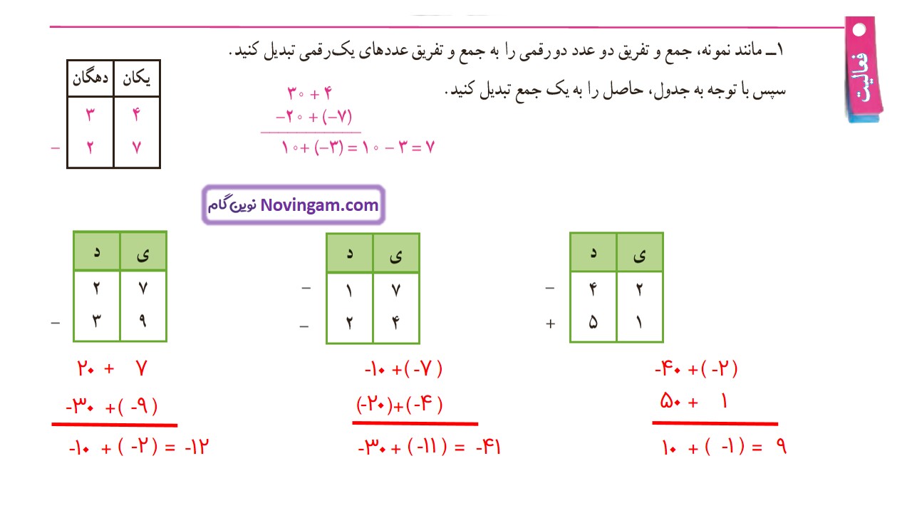 جواب صفحه ۲۰ ریاضی هفتم قسمت اول