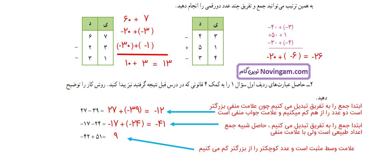 جواب صفحه ۲۰ ریاضی هفتم قسمت دوم