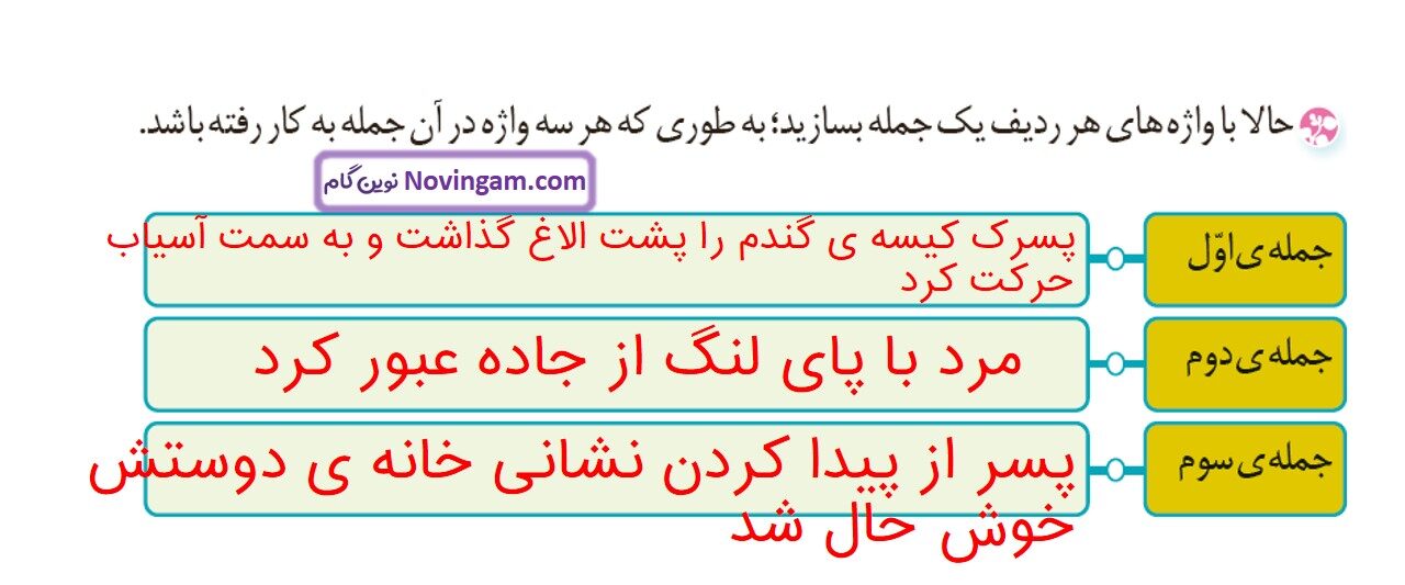 جواب صفحه ۲۰ و ۲۱ و ۲۲ نگارش چهارم قسمت ششم