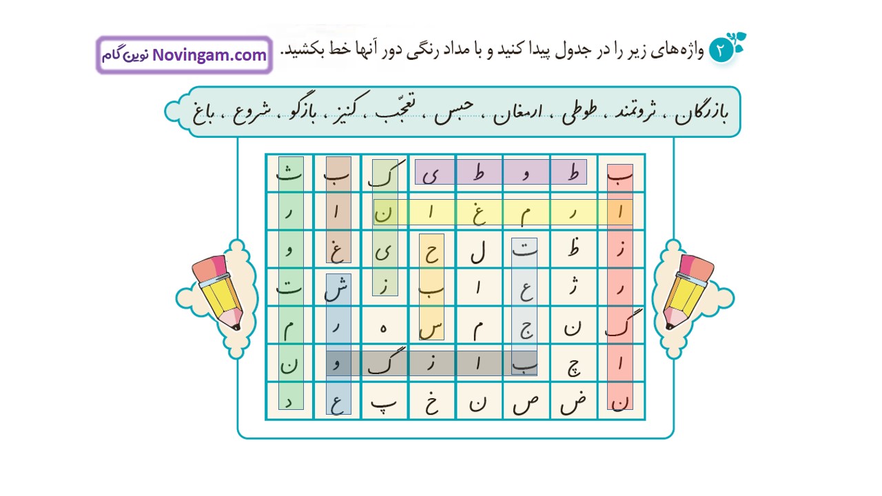 جواب صفحه ۳۱ و ۳۲ و ۳۳ نگارش چهارم قسمت پنجم