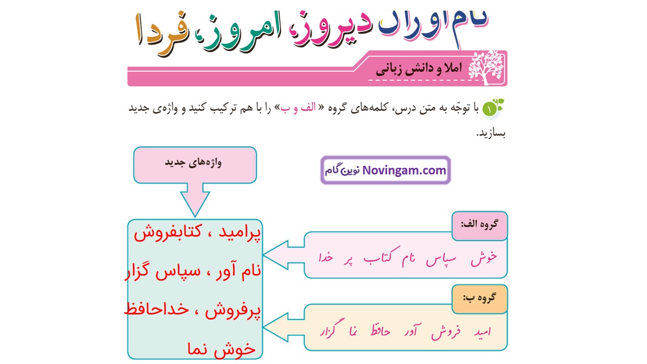 جواب صفحه ۴۸ و ۴۹ نگارش پنجم قسمت اول