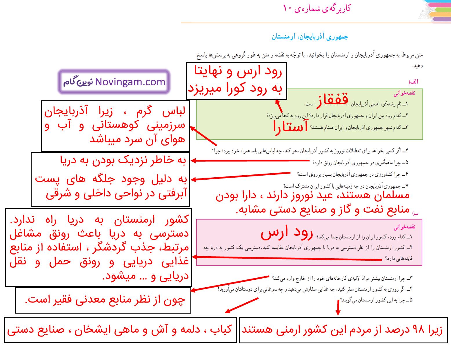جواب کاربرگه 10 صفحه 88 مطالعات پنجم