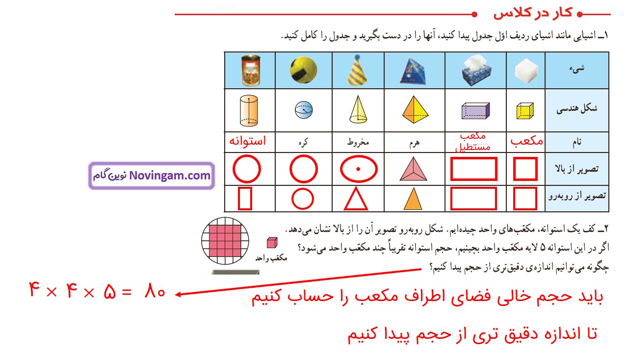 جواب صفحه ۹۴ و ۹۵ ریاضی ششم قسمت چهارم