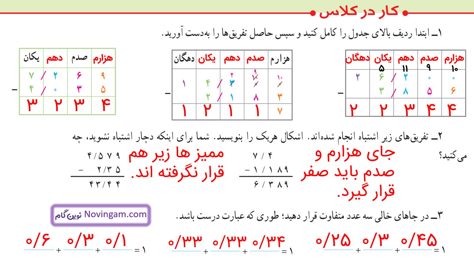 جواب کار در کلاس صفحه 97 ریاضی پنجم