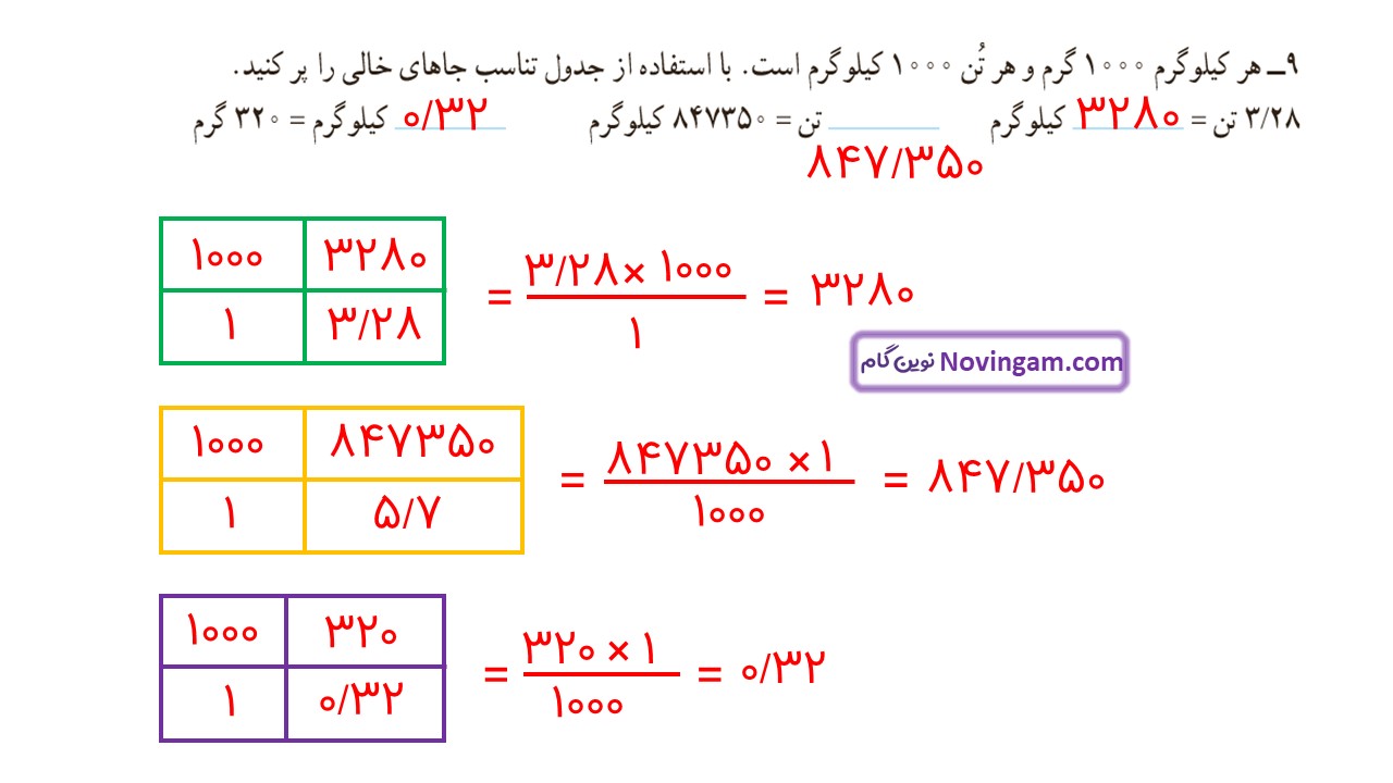 جواب صفحه ۱۱۴ ریاضی ششم قسمت پنجم