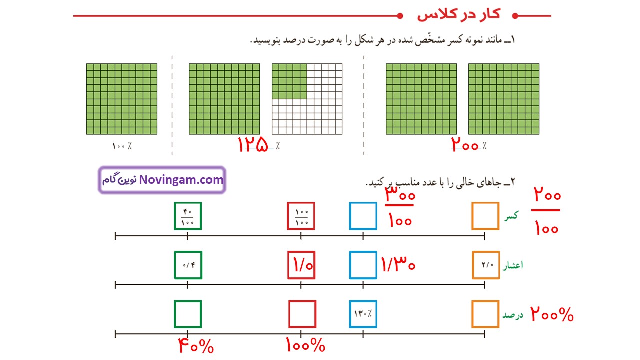جواب صفحه ۱۱۸ ریاضی ششم قسمت دوم