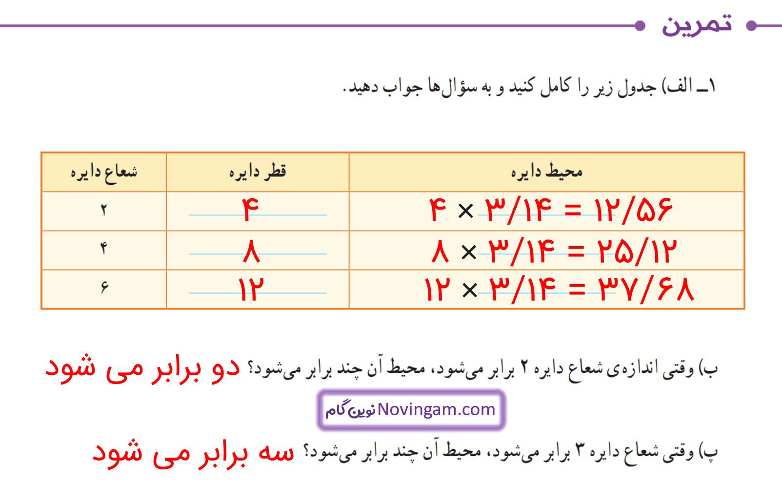 جواب تمرین صفحه 122 و 123 ریاضی پنجم قسمت 1