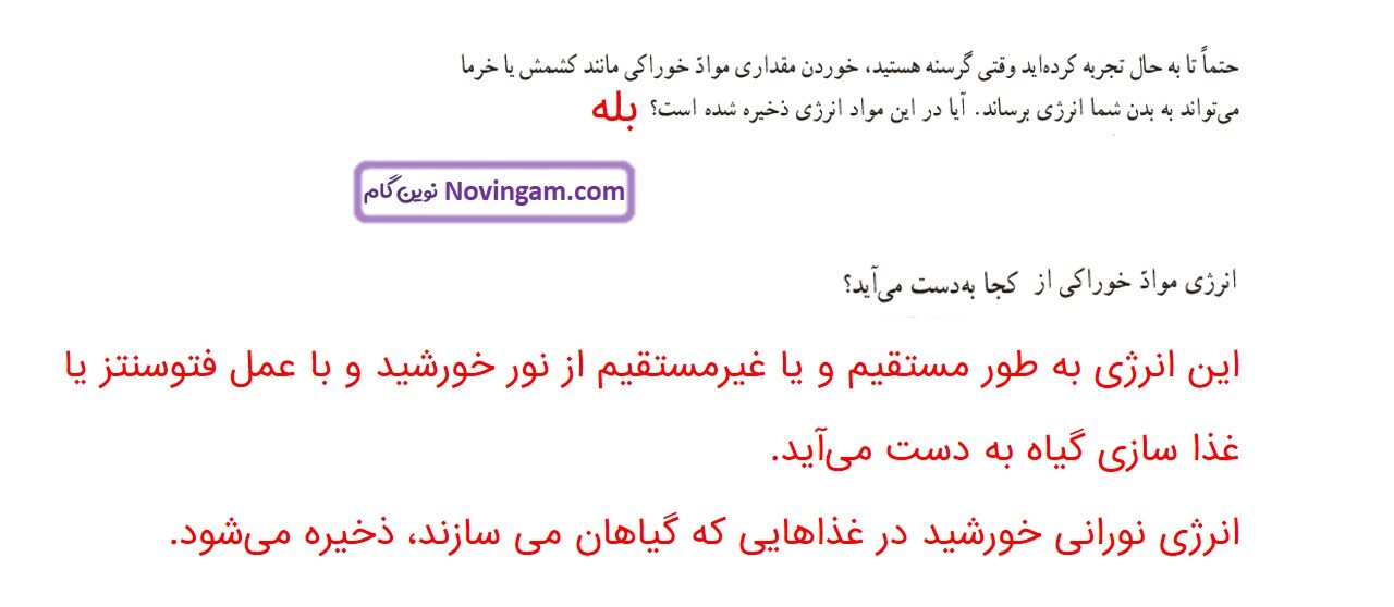 جواب صفحه ۶۷ علوم ششم قسمت دوم