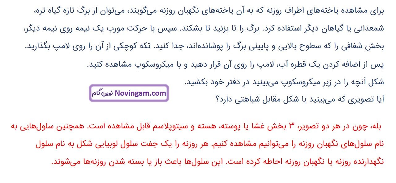 جواب صفحه ۷۸ علوم ششم قسمت دوم