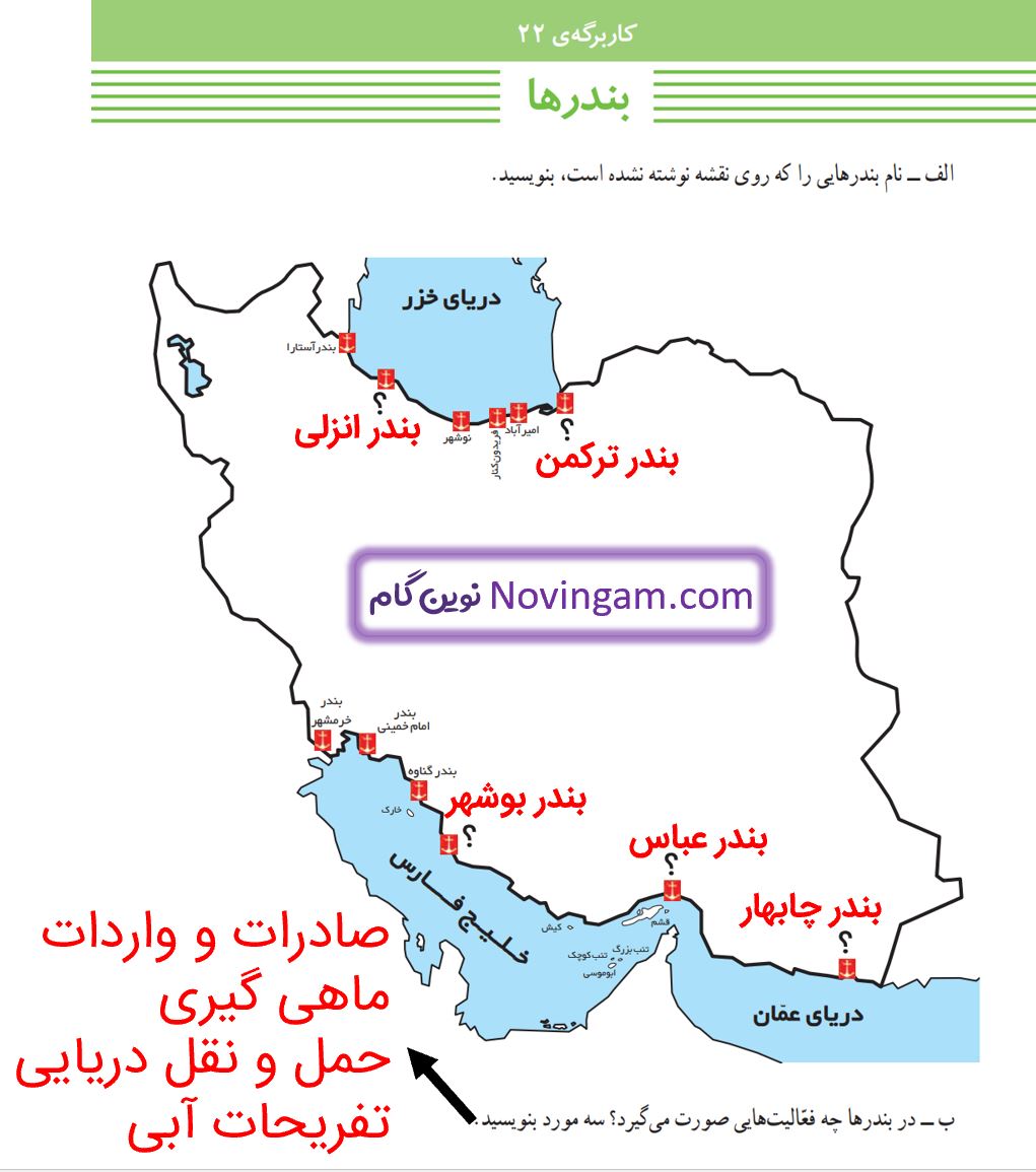 جواب کاربرگه 22 صفحه 118 مطالعات ششم