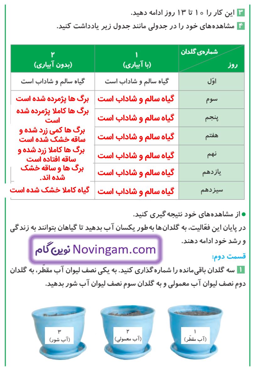 جواب کاوشگری صفحه 91 و 92 و 93 علوم پنجم قسمت 2