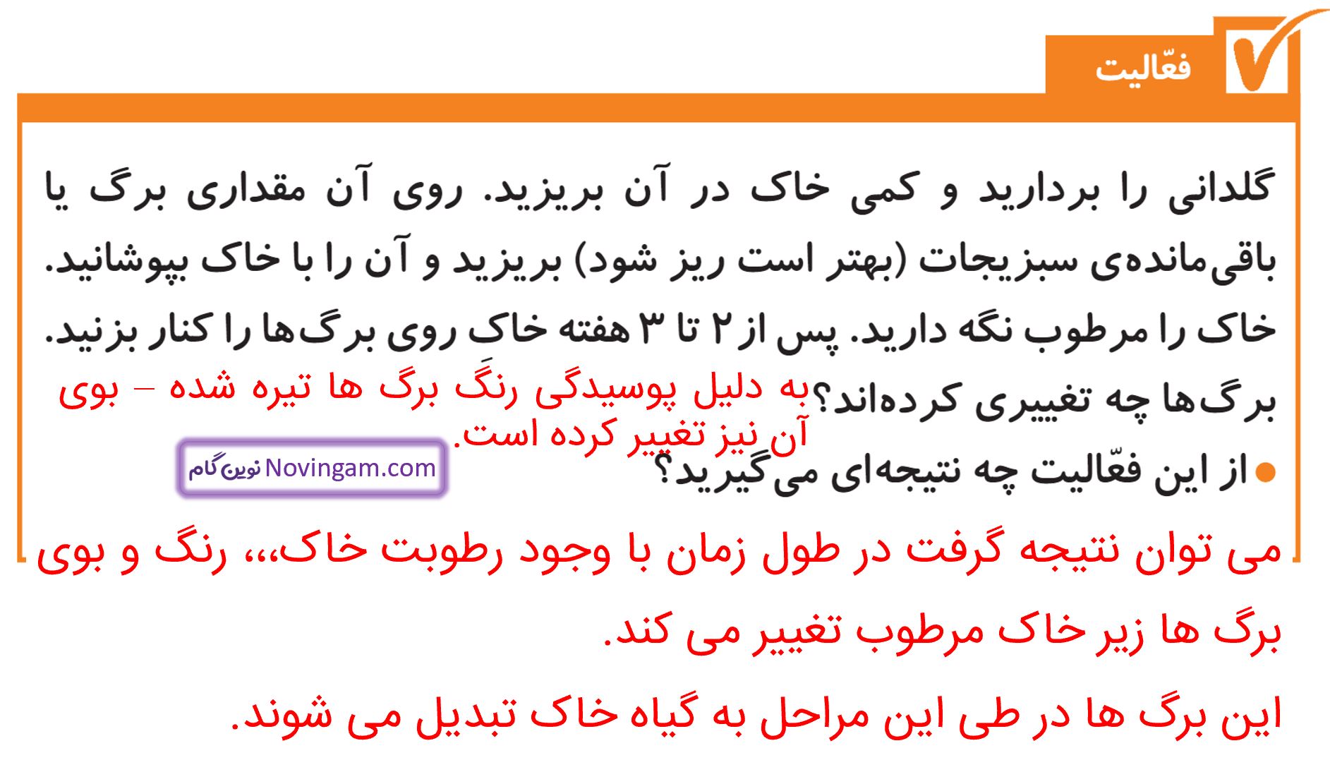 جواب فعالیت صفحه 85 علوم پنجم