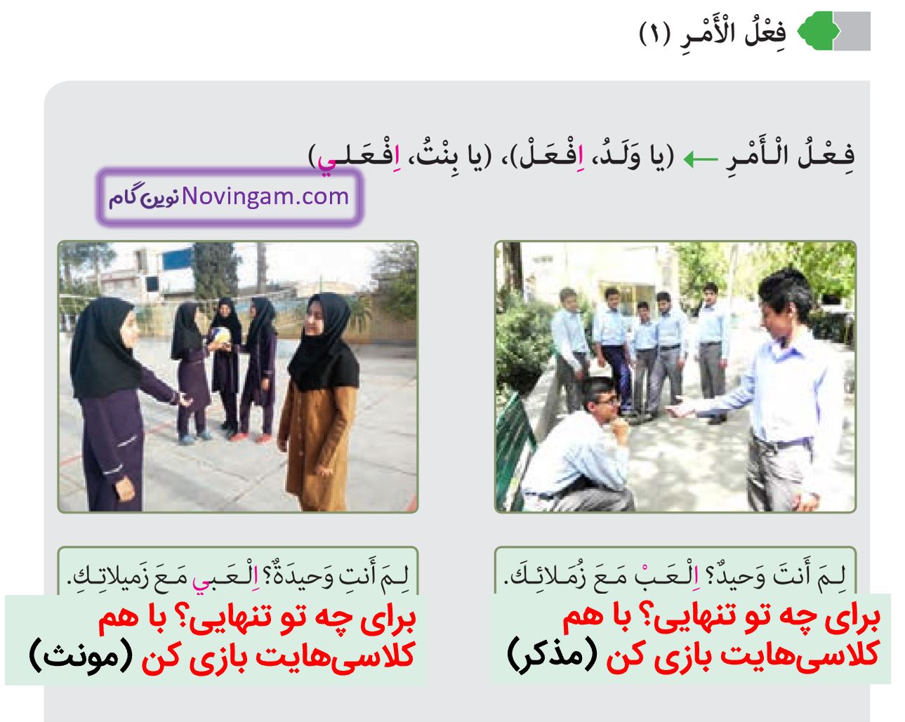 جواب فعل امر صفحه 41 عربی نهم