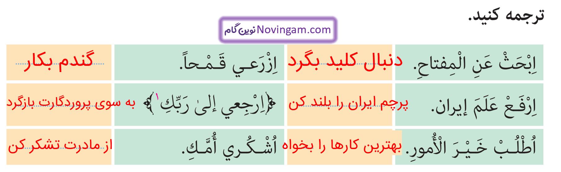 جواب ترجمه کنید صفحه 42 عربی نهم