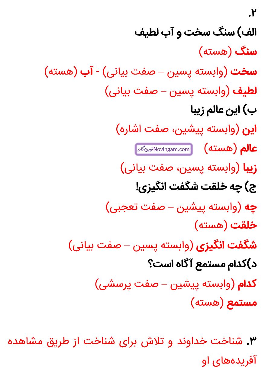 جواب فعالیت نوشتاری صفحه 21 فارسی نهم قسمت 3