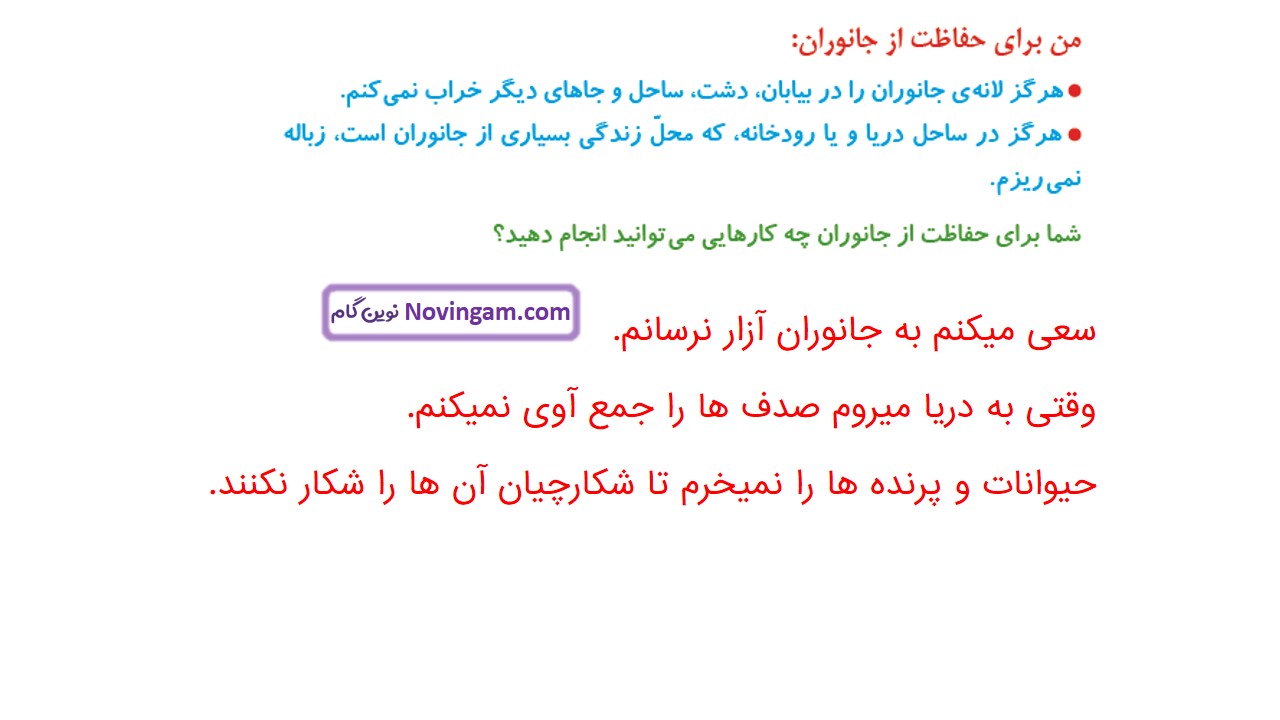 جواب صفحه ۱۰۱ و ۱۰۲ علوم چهارم قسمت دوم