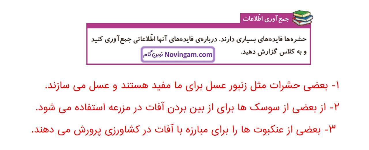 جواب صفحه ۹۹ و ۱۰۰ علوم چهارم قسمت اول
