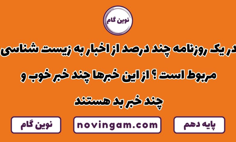 چند درصد اخبار روزنامه به زیست شناسی مربوط است