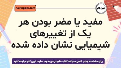 مفید یا مضر بودن هر یک از تغییرهای شیمیایی نشان داده شده علوم هشتم