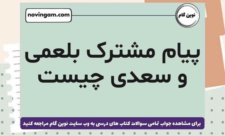 پیام مشترک بلعمی و سعدی چیست