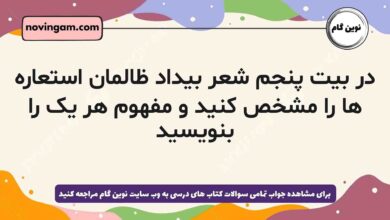 در بیت پنجم شعر بیداد ظالمان استعاره ها را مشخص کنید و مفهوم هر یک را بنویسید فارسی دهم