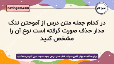 در کدام جمله متن درس از آموختن ننگ مدار حذف صورت گرفته است نوع آن را مشخص کنید
