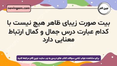 بیت صورت زیبای ظاهر هیچ نیست با کدام عبارت درس جمال و کمال ارتباط معنایی دارد