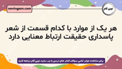 هر یک از موارد با کدام قسمت از شعر پاسداری حقیقت ارتباط معنایی دارد