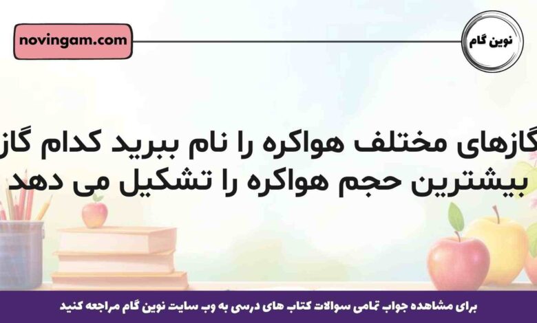 گازهای مختلف هواکره را نام ببرید کدام گاز بیشترین حجم هواکره را تشکیل می دهد